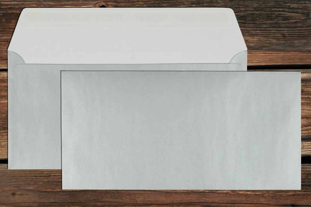 Briefhüllen DL 110x220 mm Haftklebend Silber 90 g/qm